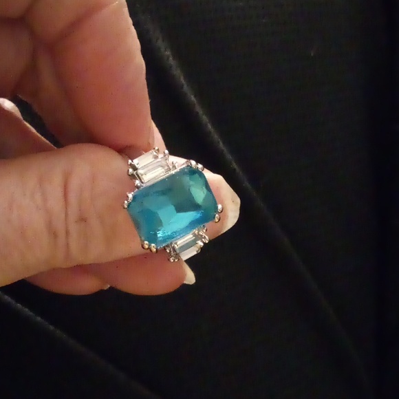 NWOT - Moissanite Aquamarine Gorgeous Rings for Women - Size 9 1/2 - Picture 2 of 10